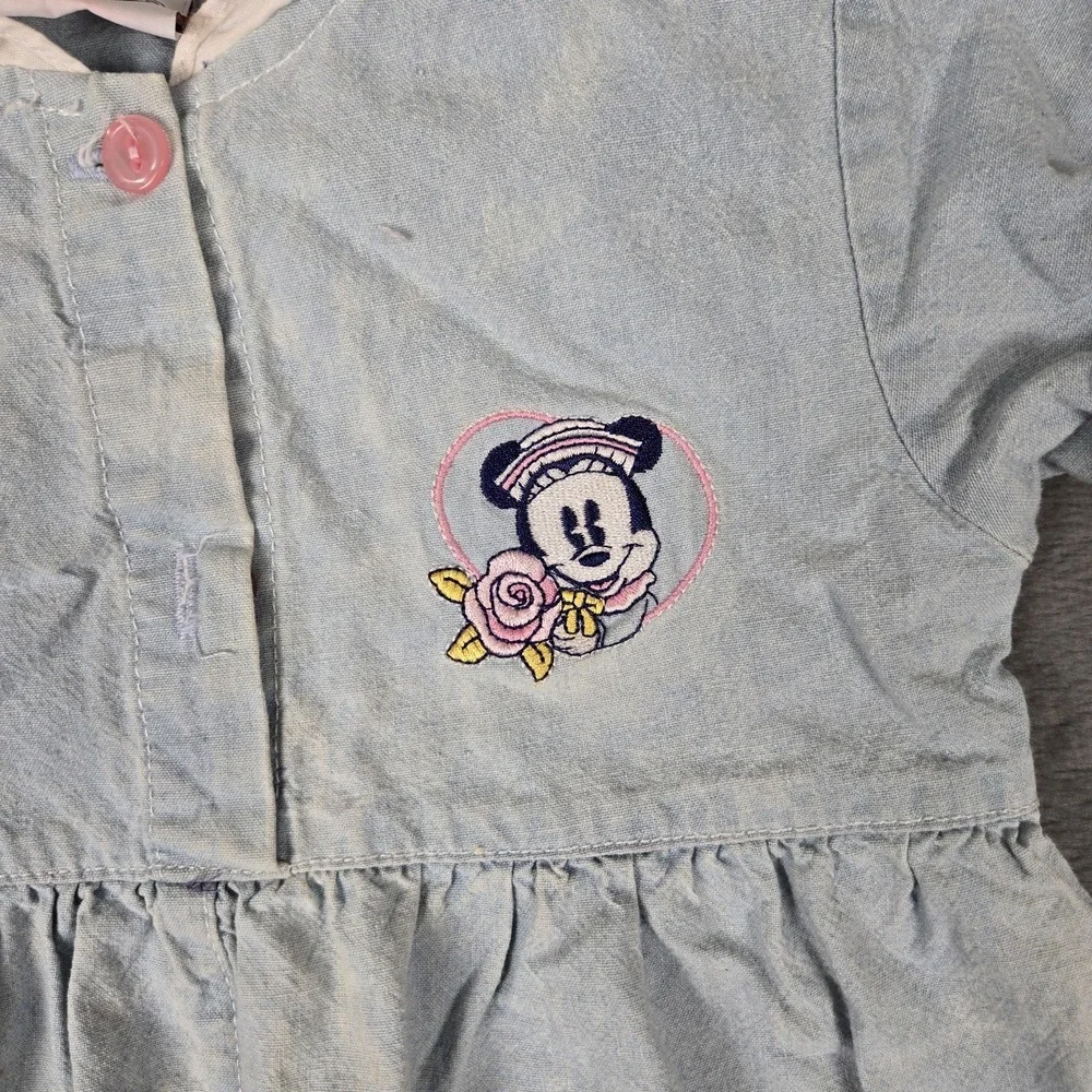 Vintage Disney Baby Mickey & Co. Minnie Mouse Blue Denim Coveralls 24 Months‎